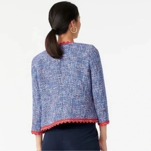 J. Crew Lady Jacket in Blue/Red Autumn Tweed Size 6 NWT - Picture 2 of 5